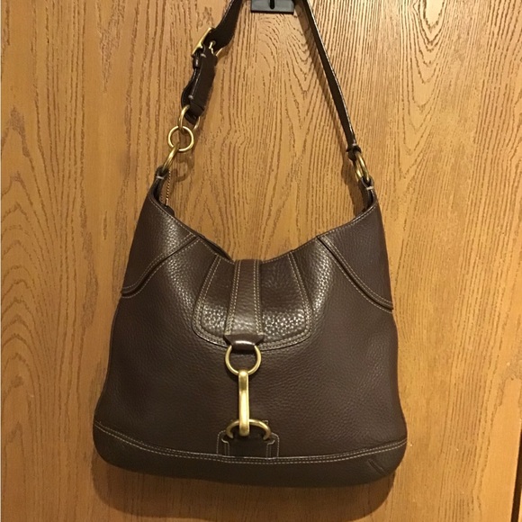 Coach 10210 Hamptons Slim Hobo Shoulder Bag Chocolate Brown Pebbled Leather - Picture 2 of 11